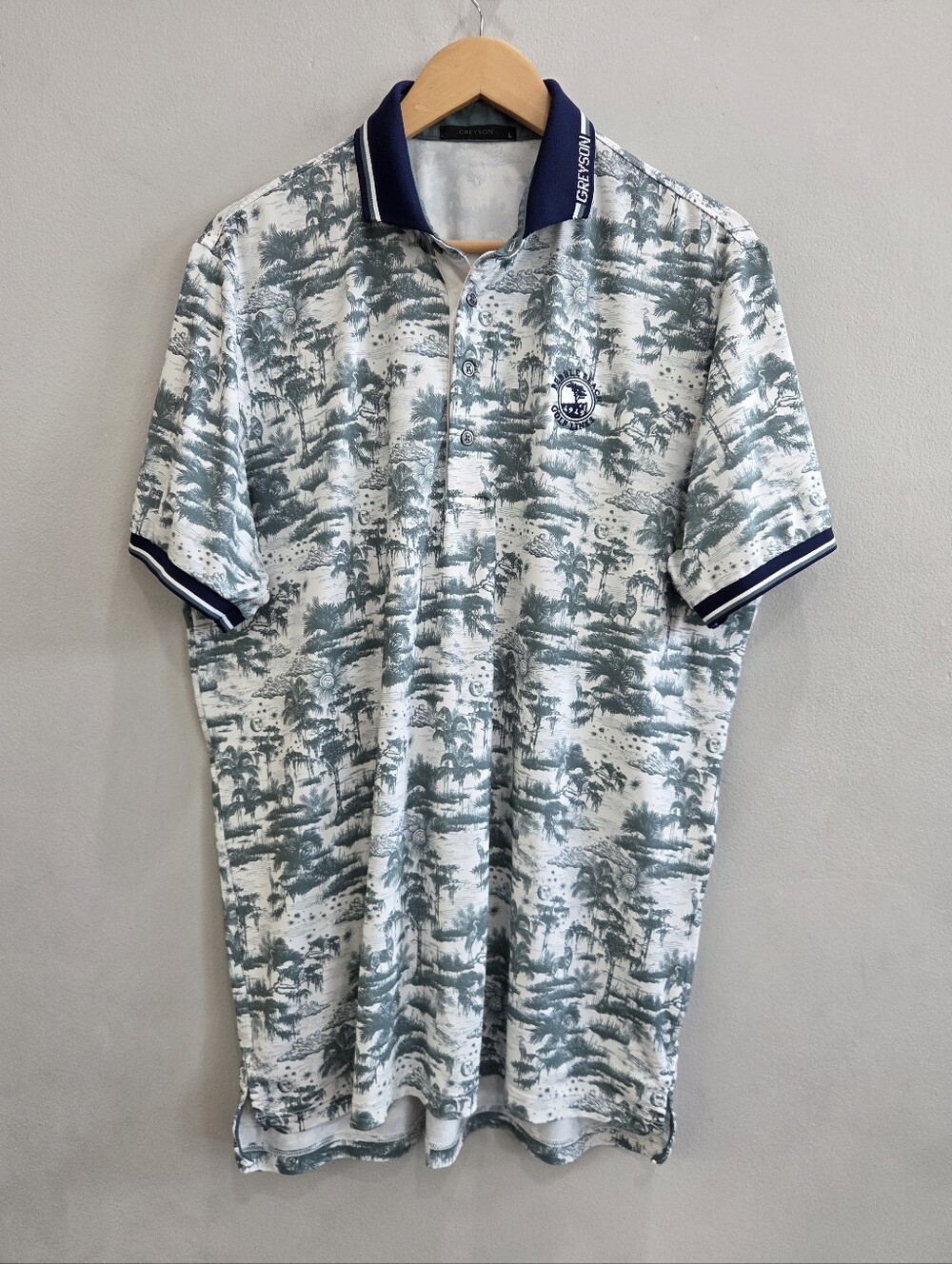 Greyson Mystic Marsh All Over Print Pebble Beach Golf Polo Shirt Men's Large